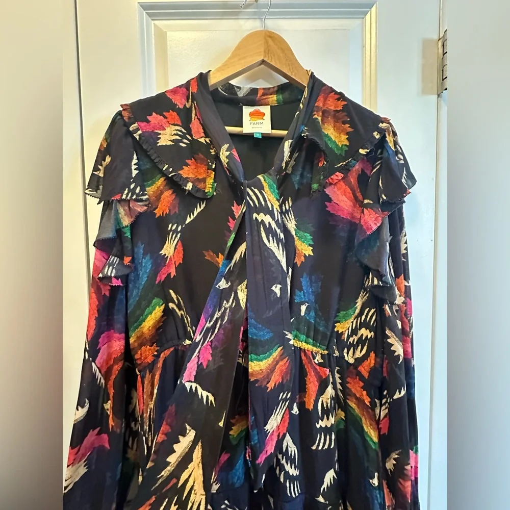 FARM Rio Black Multi-Color Printed Tiered Maxi Dress - Picture 4 of 14
